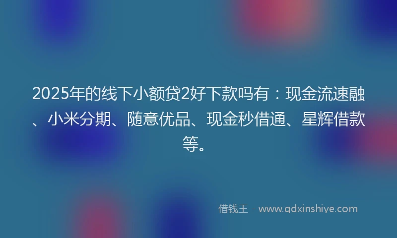 2025年的线下小额贷2好下款吗有：现金流速融、小米分期、随意优品、现金秒借通、星辉借款等。