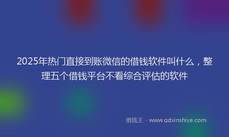 2025年热门直接到账微信的借钱软件叫什么，整理五个借钱平台不看综合评估的软件