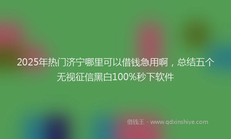 2025年热门济宁哪里可以借钱急用啊，总结五个无视征信黑白100%秒下软件