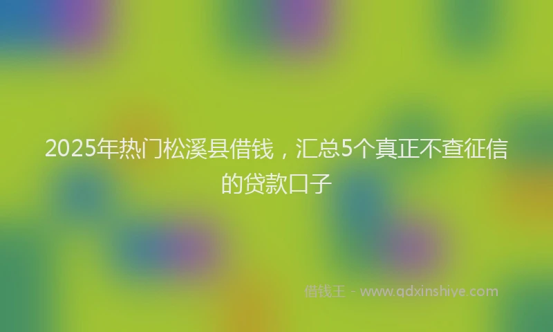 2025年热门松溪县借钱，汇总5个真正不查征信的贷款口子