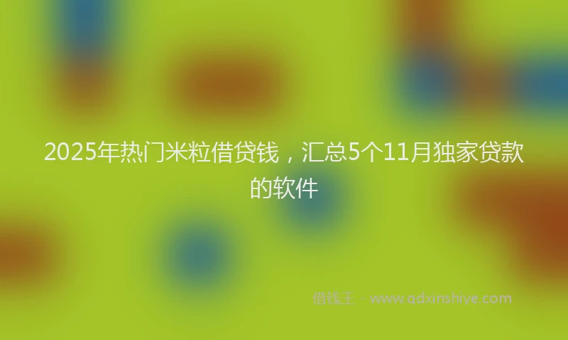 2025年热门米粒借贷钱，汇总5个11月独家贷款的软件