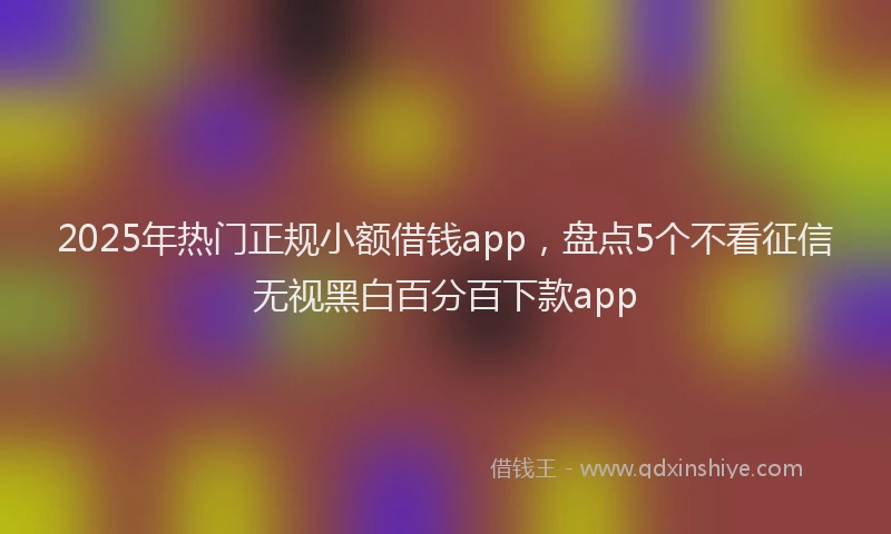 2025年热门正规小额借钱app，盘点5个不看征信无视黑白百分百下款app