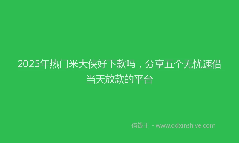 2025年热门米大侠好下款吗，分享五个无忧速借当天放款的平台
