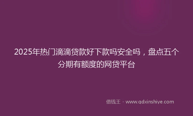 2025年热门滴滴贷款好下款吗安全吗，盘点五个分期有额度的网贷平台