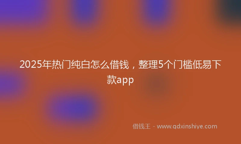 2025年热门纯白怎么借钱，整理5个门槛低易下款app