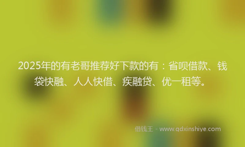 2025年的有老哥推荐好下款的有：省呗借款、钱袋快融、人人快借、疾融贷、优一租等。