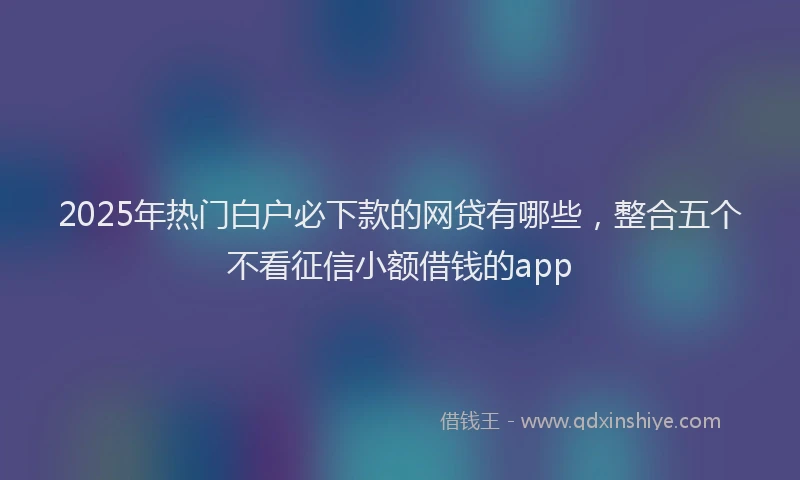 2025年热门白户必下款的网贷有哪些，整合五个不看征信小额借钱的app