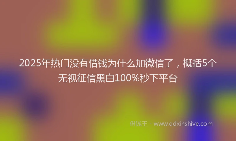 2025年热门没有借钱为什么加微信了，概括5个无视征信黑白100%秒下平台