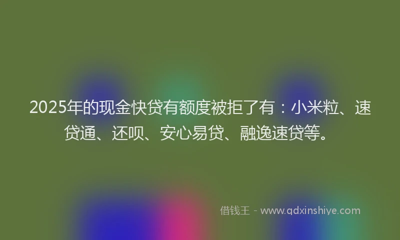 2025年的现金快贷有额度被拒了有：小米粒、速贷通、还呗、安心易贷、融逸速贷等。