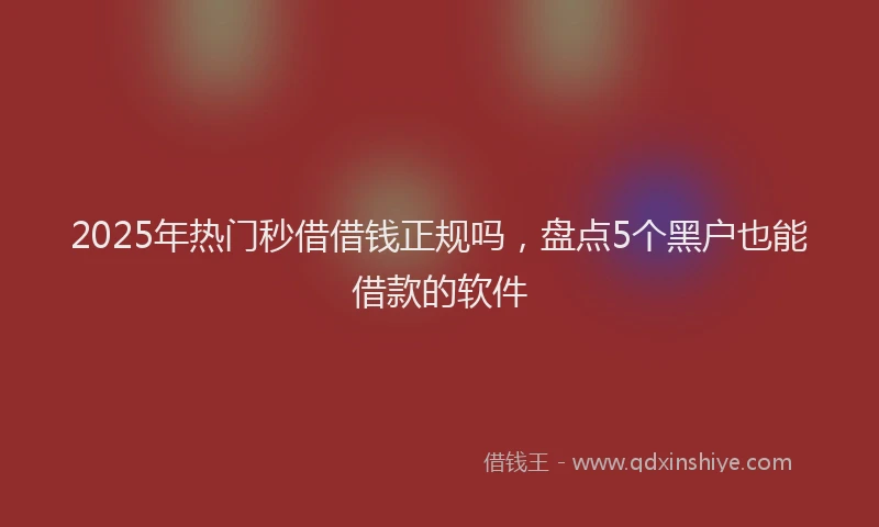 2025年热门秒借借钱正规吗，盘点5个黑户也能借款的软件