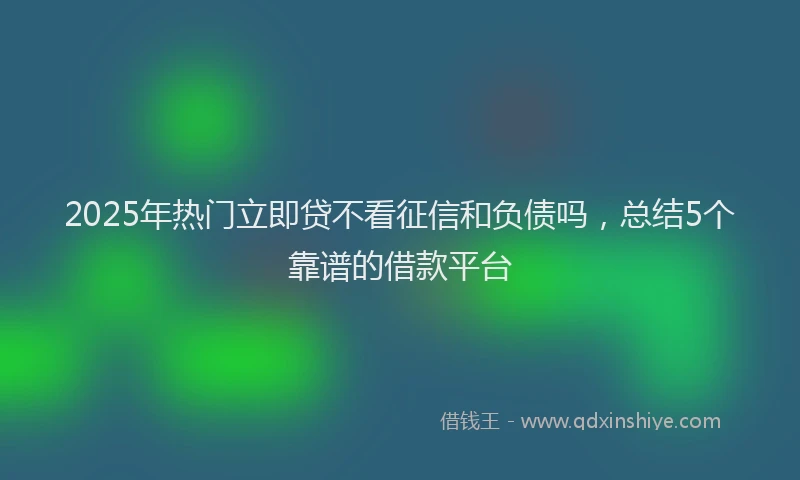 2025年热门立即贷不看征信和负债吗，总结5个靠谱的借款平台