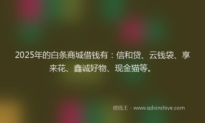 2025年的白条商城借钱有：信和贷、云钱袋、享来花、鑫诚好物、现金猫等。