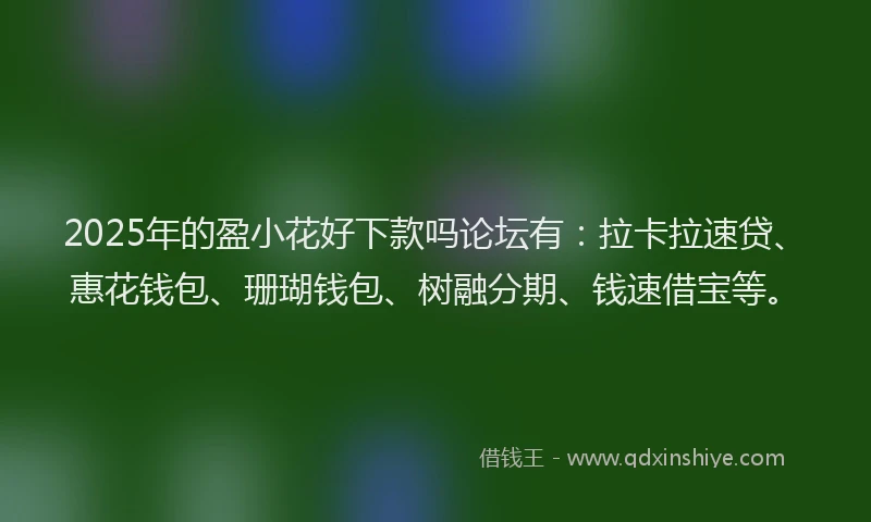 2025年的盈小花好下款吗论坛有：拉卡拉速贷、惠花钱包、珊瑚钱包、树融分期、钱速借宝等。