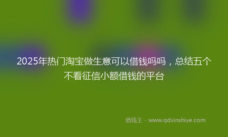 2025年热门淘宝做生意可以借钱吗吗，总结五个不看征信小额借钱的平台