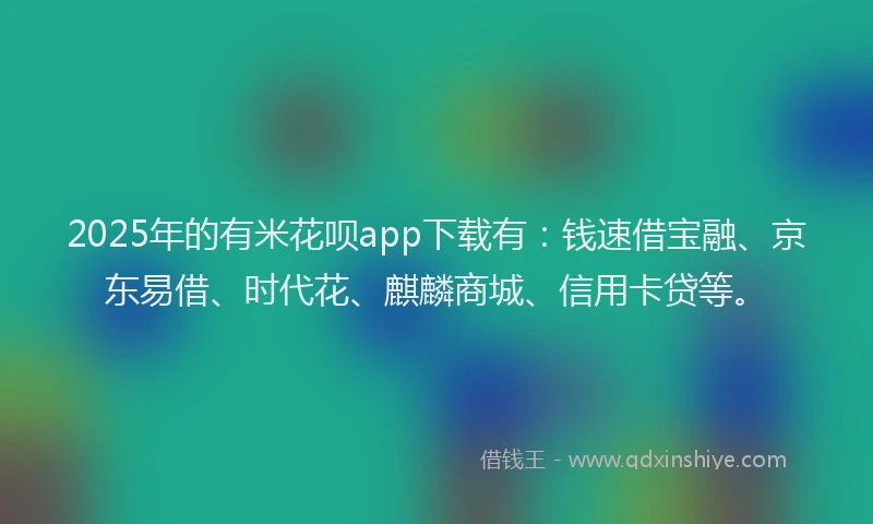 2025年的有米花呗app下载有：钱速借宝融、京东易借、时代花、麒麟商城、信用卡贷等。