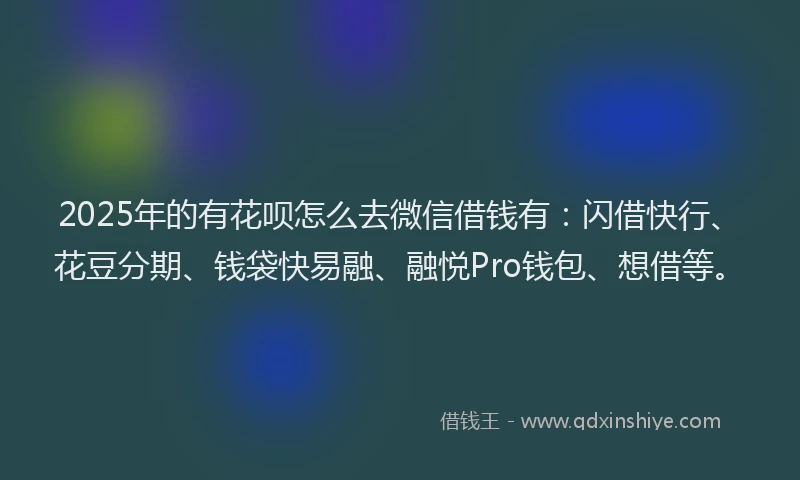 2025年的有花呗怎么去微信借钱有：闪借快行、花豆分期、钱袋快易融、融悦Pro钱包、想借等。