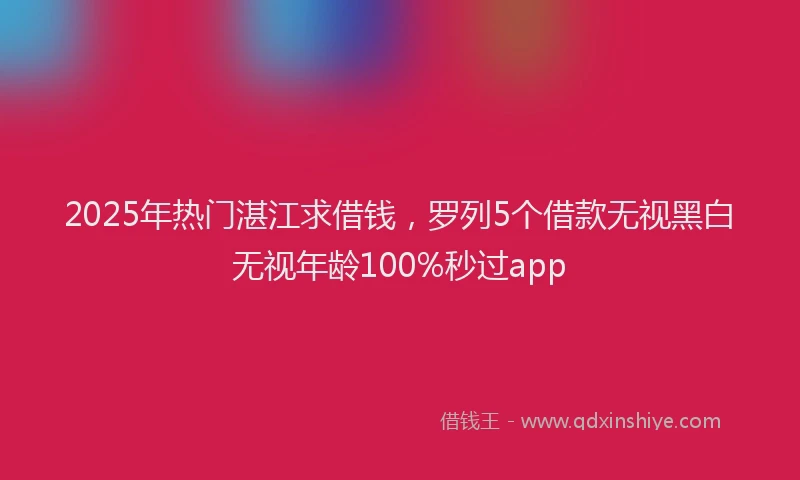2025年热门湛江求借钱，罗列5个借款无视黑白无视年龄100%秒过app