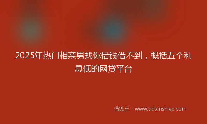 2025年热门相亲男找你借钱借不到，概括五个利息低的网贷平台