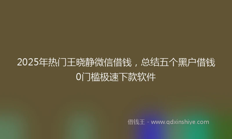 2025年热门王晓静微信借钱，总结五个黑户借钱0门槛极速下款软件