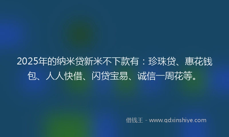 2025年的纳米贷新米不下款有：珍珠贷、惠花钱包、人人快借、闪贷宝易、诚信一周花等。