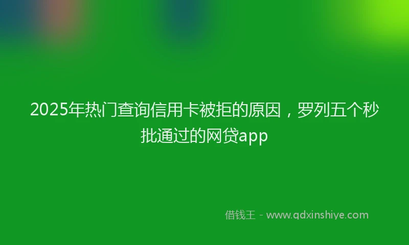 2025年热门查询信用卡被拒的原因，罗列五个秒批通过的网贷app