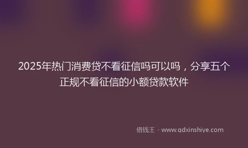 2025年热门消费贷不看征信吗可以吗，分享五个正规不看征信的小额贷款软件