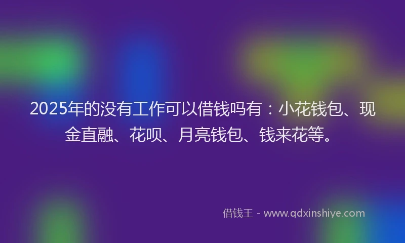 2025年的没有工作可以借钱吗有：小花钱包、现金直融、花呗、月亮钱包、钱来花等。