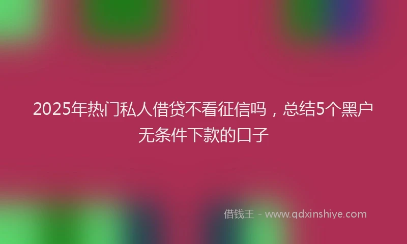2025年热门私人借贷不看征信吗，总结5个黑户无条件下款的口子