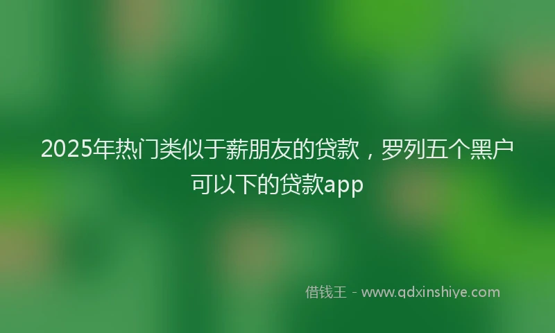 2025年热门类似于薪朋友的贷款，罗列五个黑户可以下的贷款app