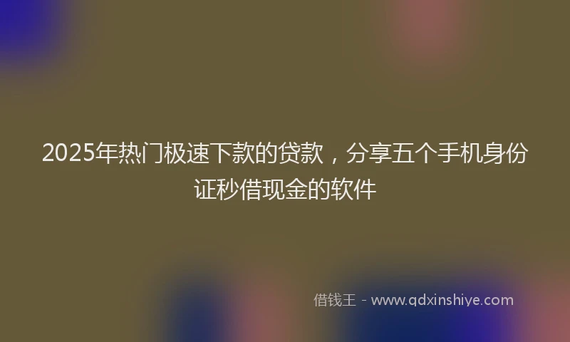 2025年热门极速下款的贷款，分享五个手机身份证秒借现金的软件
