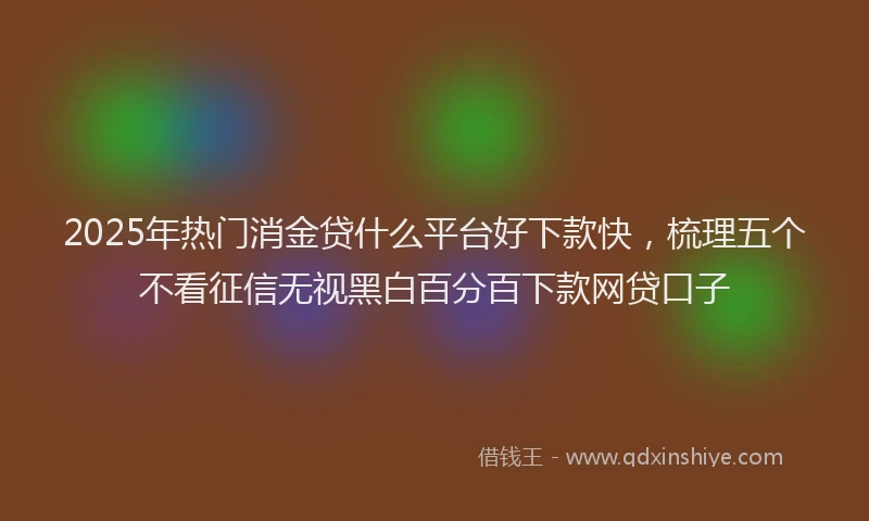 2025年热门消金贷什么平台好下款快，梳理五个不看征信无视黑白百分百下款网贷口子