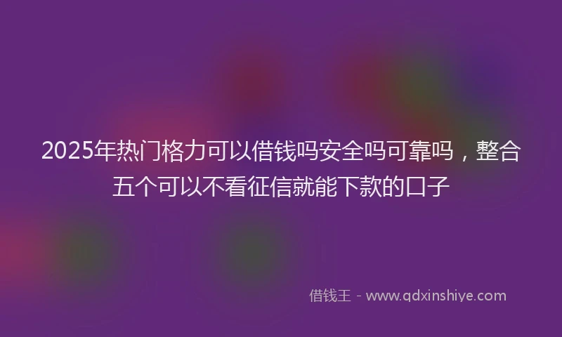 2025年热门格力可以借钱吗安全吗可靠吗，整合五个可以不看征信就能下款的口子