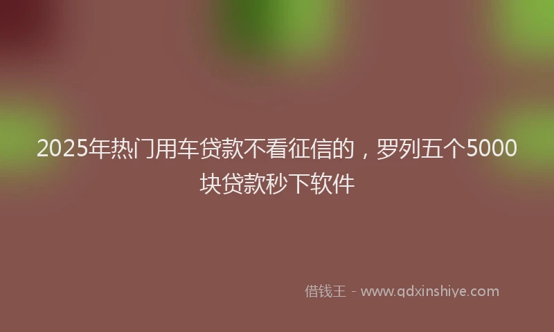 2025年热门用车贷款不看征信的，罗列五个5000块贷款秒下软件