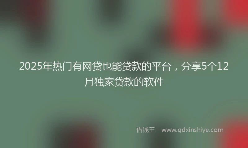 2025年热门有网贷也能贷款的平台，分享5个12月独家贷款的软件
