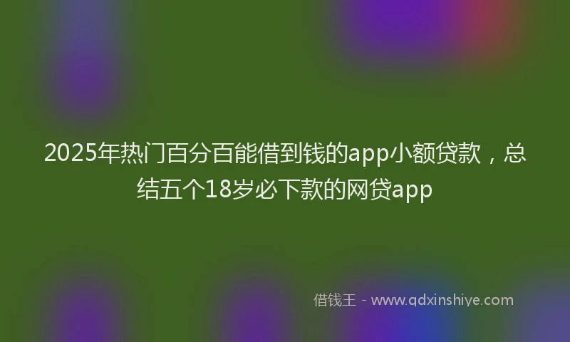 2025年热门百分百能借到钱的app小额贷款，总结五个18岁必下款的网贷app