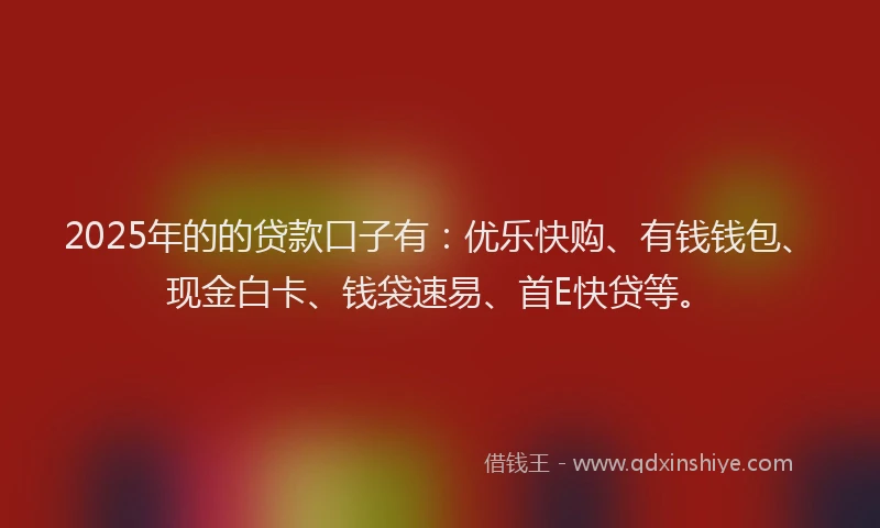 2025年的的贷款口子有：优乐快购、有钱钱包、现金白卡、钱袋速易、首E快贷等。
