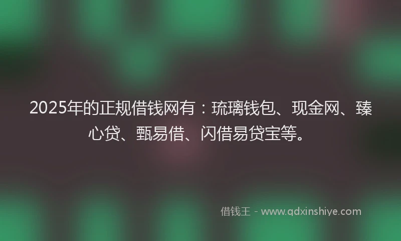 2025年的正规借钱网有：琉璃钱包、现金网、臻心贷、甄易借、闪借易贷宝等。