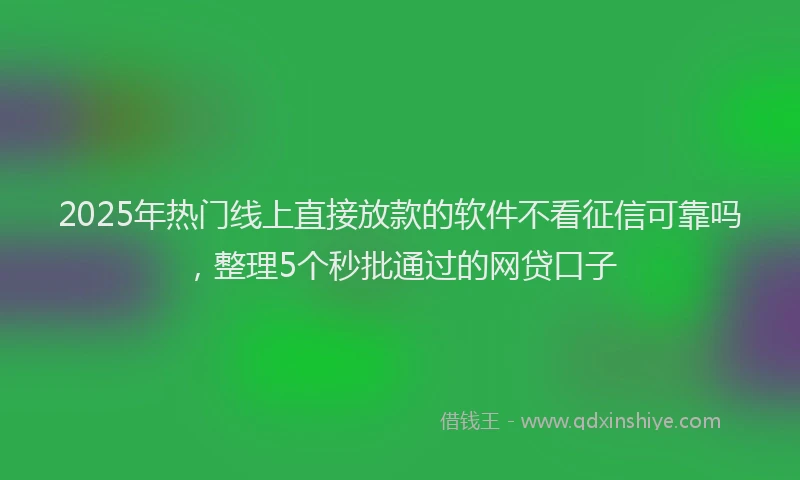 2025年热门线上直接放款的软件不看征信可靠吗，整理5个秒批通过的网贷口子