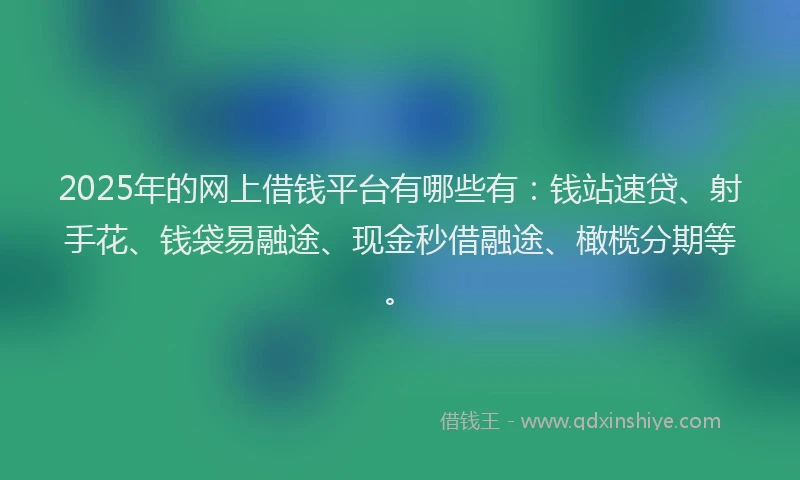 2025年的网上借钱平台有哪些有：钱站速贷、射手花、钱袋易融途、现金秒借融途、橄榄分期等。