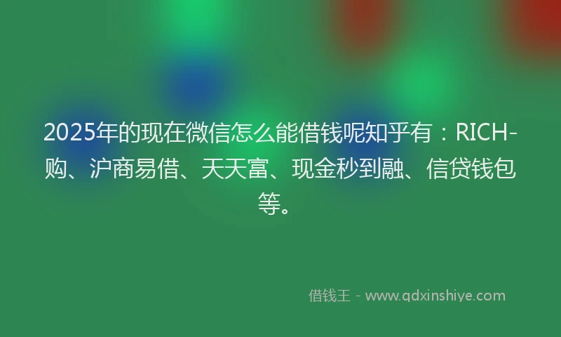 2025年的现在微信怎么能借钱呢知乎有：RICH-购、沪商易借、天天富、现金秒到融、信贷钱包等。