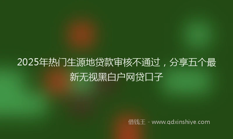 2025年热门生源地贷款审核不通过，分享五个最新无视黑白户网贷口子