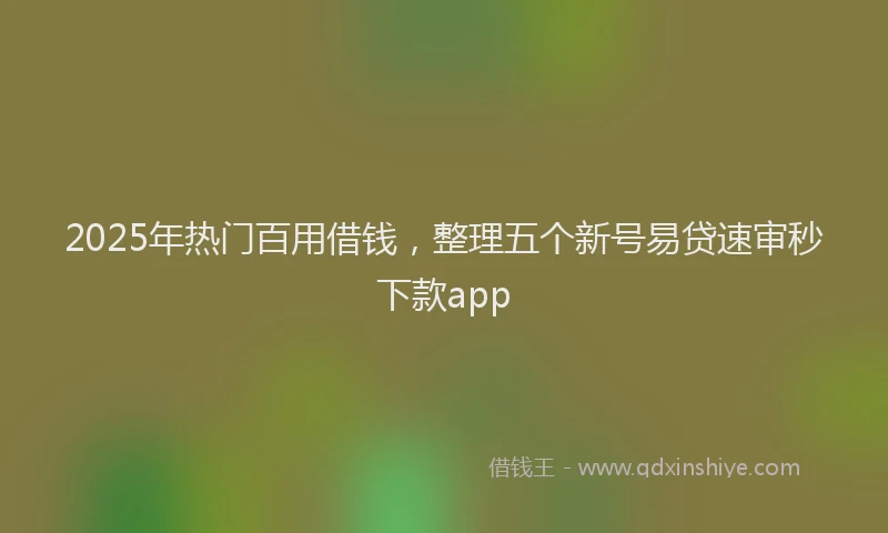 2025年热门百用借钱，整理五个新号易贷速审秒下款app