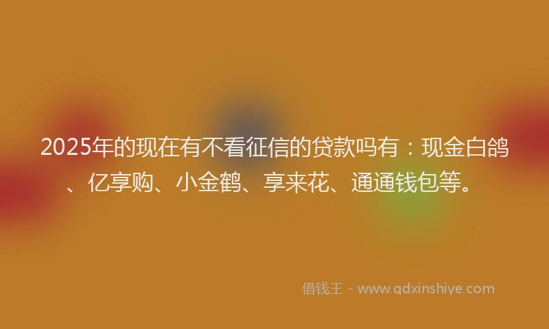 2025年的现在有不看征信的贷款吗有：现金白鸽、亿享购、小金鹤、享来花、通通钱包等。