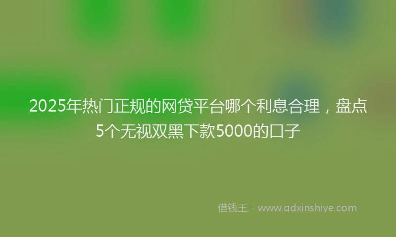 2025年热门正规的网贷平台哪个利息合理，盘点5个无视双黑下款5000的口子