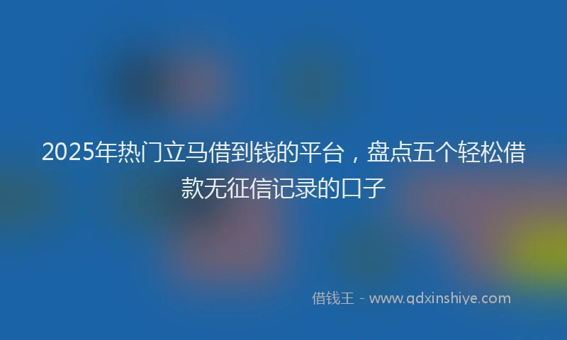 2025年热门立马借到钱的平台，盘点五个轻松借款无征信记录的口子