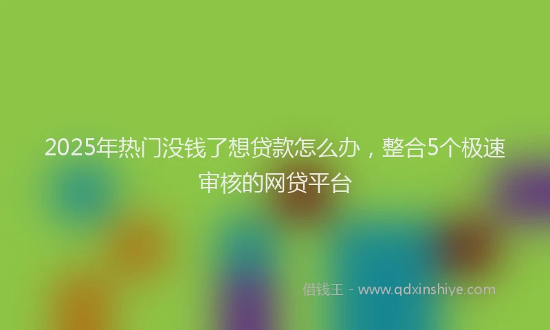 2025年热门没钱了想贷款怎么办，整合5个极速审核的网贷平台