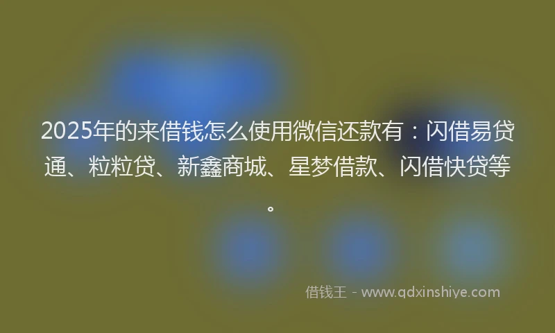 2025年的来借钱怎么使用微信还款有：闪借易贷通、粒粒贷、新鑫商城、星梦借款、闪借快贷等。