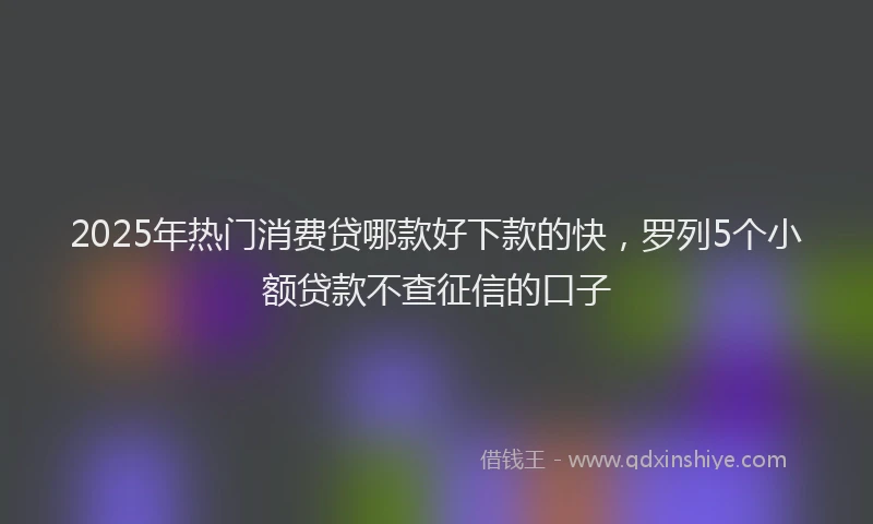 2025年热门消费贷哪款好下款的快，罗列5个小额贷款不查征信的口子
