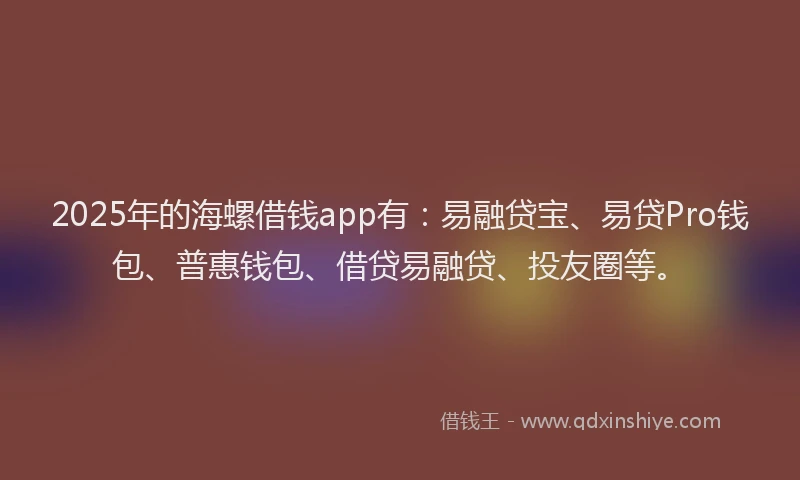 2025年的海螺借钱app有：易融贷宝、易贷Pro钱包、普惠钱包、借贷易融贷、投友圈等。