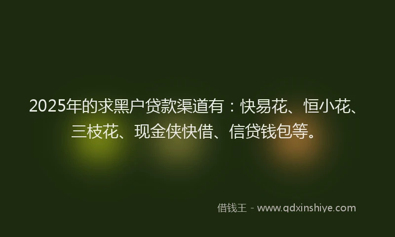 2025年的求黑户贷款渠道有：快易花、恒小花、三枝花、现金侠快借、信贷钱包等。